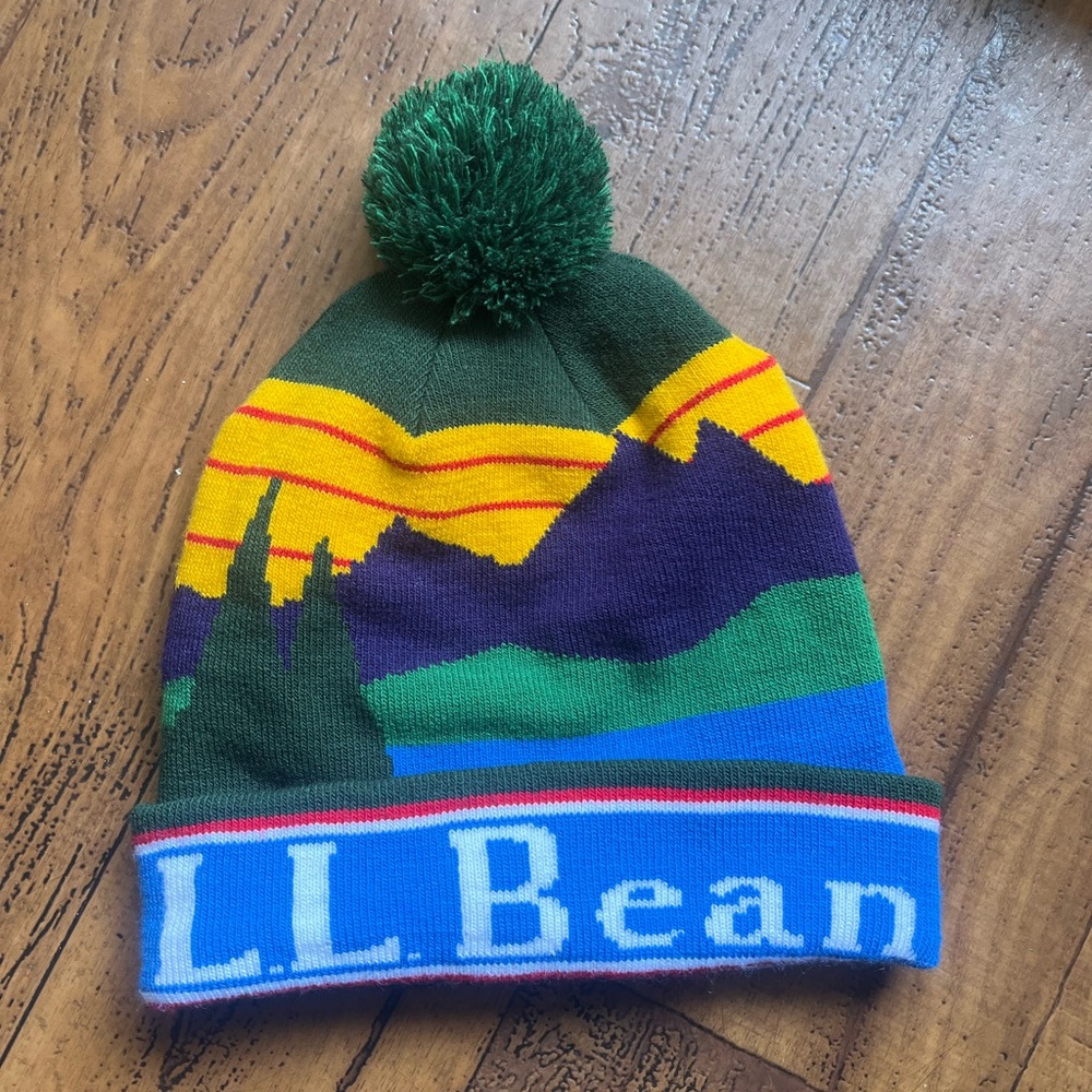 L.L. Bean Men’s or Women’s Katahdin Pom Graphic Beanie Wide Cuff Hat Size OS